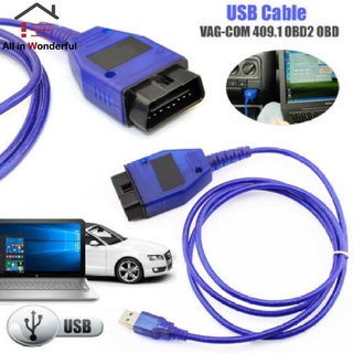 WS-Cable De Interfaz USB VAG-COM KKL 409.1 OBD2 II OBD-Escáner De Diagnóstico Automático Aux