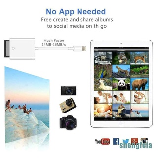 [shengfeia] Adaptador de tarjeta SD OTG lector de cámara para iPhone X, Xs Max, 8,9,10 iPad Pro ipod (4)