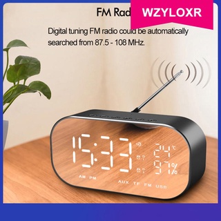 [wzyloxr] Moda Inalámbrica Bluetooth V4.2 Altavoz Grande Espejo Radio FM Reloj Despertador Soporte Tarjeta TF/Disco U/AUX