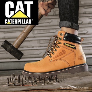 Caterpillar Kasut Kerja: botas de seguridad para hombres, botas de trabajo al aire libre, botas de acero, piel genuina (38-47), zapatos de seguridad de corte mediano, resistente al desgaste, Anti-aplastamiento, puntera de acero epDK