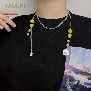 Yaochi collar gargantilla unisex De acero De titanio con perla sonriente/Estilo Coreano