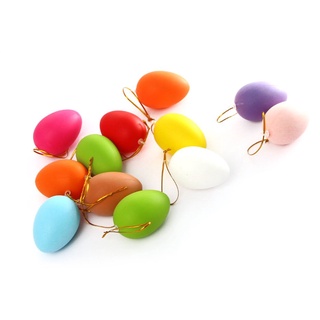 12pcs plástico huevos de pascua colgante adorno diy artesanía pintura espuma huevo