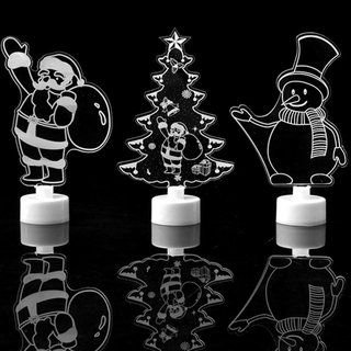 1 pc colorido led árbol de navidad muñeco de nieve santa claus acrílico led luces de noche/fiesta en casa navidad boda festival decoración lámpara [aurora] (3)
