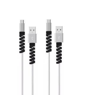 Espiral cable de datos de silicona cubierta protectora aplicable a Apple Android teléfono cable de carga (7)