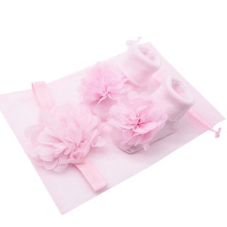 Calcetines de algodón Floral de encaje para bebé recién nacido con gran flor diadema fotografía accesorios conjunto Sunny