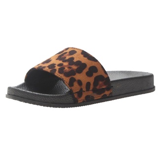 [EXQUIS] mujeres señoras leopardo impresión plana Casual sandalias zapatillas zapatos de playa (2)