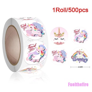 Fuelthefire 500 unids/rollo lindo cuerno de unicornio gracias pegatinas decoraciones etiquetas fiesta de cumpleaños pegatinas