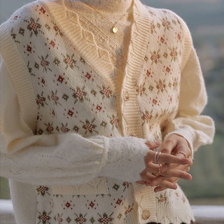 Super Caliente Chaleco Francés Retro Cuello En v Apilamiento Desgaste Suéter Chaqueta De Las Mujeres Suelto Exterior Primavera Punto (9)