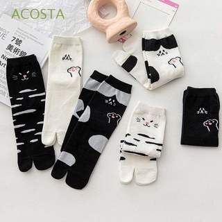 acosta cómodo de dos dedos calcetines harajuku split toe calcetines tabi calcetín lindo hombres rayas japonesas niñas de dibujos animados gato hosiery