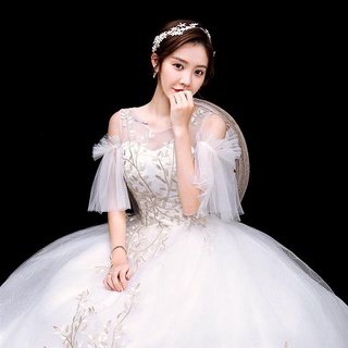 hilo principal vestido de novia 2021 nuevo estilo trailing nupcial temperamento off-hombro simple estilo coreano super hada mori sty (8)