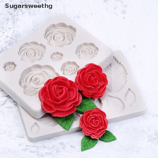 shg> molde de silicón para fondant 3d/rosa/flor/chocolate/decoración de pasteles/molde de sugarcraft