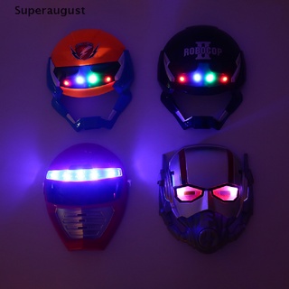 Superaugust Cartoon Full Facial Masks Kids LED Power Rangers Mask Robocop Ant-Man Toy Gift .