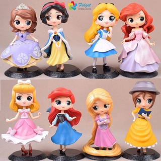 5 pulgadas Disney Q versión Princesa coleccionables pastel De juguete Topper Chibi Ariel Belle Snowhite Rapunzel Tinkerbell Alice Para niñas regalos De navidad