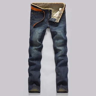 Clásico De Los Hombres Casual Mediados De Altura Recta Denim Jeans Pantalones Largos Cómodos Sueltos Ajuste Nueva Marca
