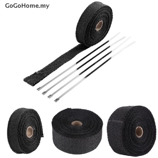 [nuevo] Rollo de 5 m negro de fibra de vidrio colector de escape de cabeza de tubo de envoltura de calor cinta +4 lazos Kit [GoGoHome]