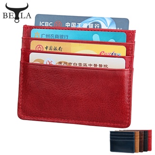 Bela carteras minimalistas para hombres y mujeres RFID bolsillo frontal de cuero titular de la tarjeta cartera