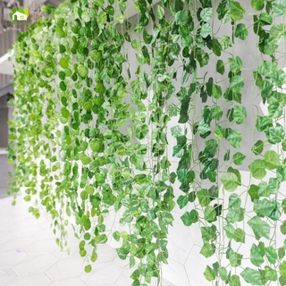Dl 1 cadena M hiedra Artificial hoja verde guirnalda plantas vid falso follaje decoración del hogar plástico ratán cadena decoración de pared LHS (1)