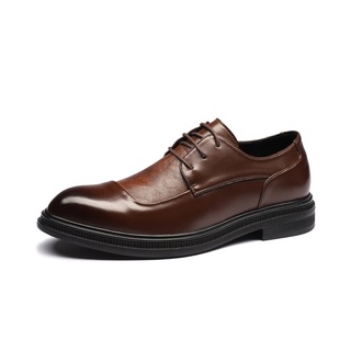 Versión coreana de los novios zapatos de cuero delgados/de cuero británico para hombre verano transpirables ocio de negocios zapatos de boda marrón (4)