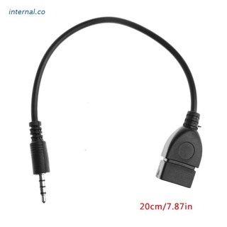 INT1 3.5mm Macho Enchufe Jack A USB 2.0 Hembra Coche Estéreo AUX Audio Convertidor Cable Adaptador