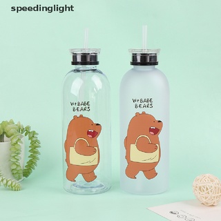 [speedinglight] 1000ml oso patrón botella de plástico transparente de dibujos animados botellas de agua esmerilada caliente