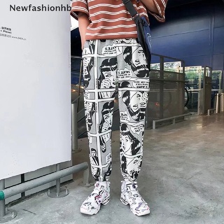 (newfashionhb) hombre mujer cómic impreso casual suelto hip hop harajuku deporte pantalones streetwear en venta