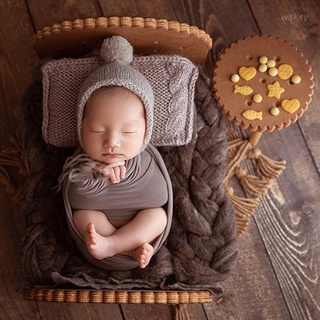 wit recién nacido desmontable posando mini cama bebé foto tiro hecho a mano madera galleta cuna