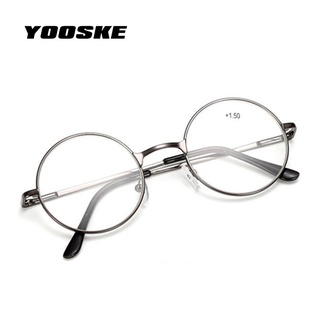 Yooske gafas de lectura Retro hombres mujeres espejo redondo marco de Metal gafas espejo liso personalizado + 100...+400