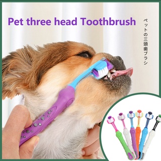 Cepillo de dientes Suministros para mascotas cepillo de dientes de tres cabezas Cepillo de dientes de limpieza Oral multiángulo para perros