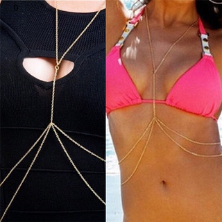 @ # 604CO Mujeres Sexy Moda Oro Cuerpo Vientre Cintura Cadena Bikini Playa Arnés Collar moretirp