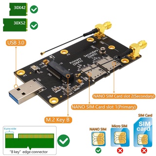 Ud.ngff M2 Key B a USB 3.0 adaptador con ranuras de doble Nano tarjeta SIM + 2 antenas (3)