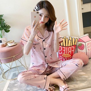 M-5Xl más el tamaño de pijamas de satén de seda de manga corta ropa de dormir Baju Tidur Wanita Loungewear pijamas de las mujeres comodidad larga pijama conjunto de ropa de dormir ropa de dormir (3)