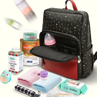 Disney bolsa de pañales de cuero para el cuidado del bebé mochila USB mamá mujeres embarazadas bolsa húmeda impermeable embarazada bebé bolsa (4)