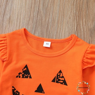 Bbcq-3pcs niño Halloween trajes, volantes de manga larga camiseta + calavera impresión tirantes falda + diadema para niñas, 1-5 años (5)