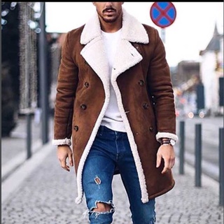 [Lansman] chamarra de lana caliente invierno Trench larga Outwear botón Smart Overcoat abrigos