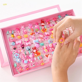 Lov 10 piezas/Lote set De anillos para niños en forma De Flor Pastel con dibujo De animales