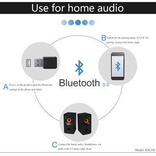 kn318 bluetooth 5.1 receptor de audio de doble salida aux usb estéreo coche manos libres llamada (2)