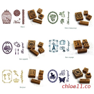 chloe11 vintage manual planificador función serie decoración sello de madera sellos de goma s