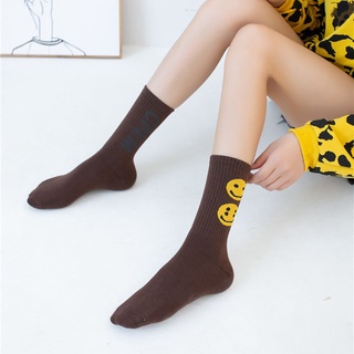 Tianyun Hip Hop calcetines de Tubo medio estampado de letras impresas para hombre/multi Hop para adultos/cara sonriente (7)