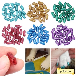 yolan 20pcs nuevo gato pata de uñas pegamento silicona perro garra cubre mult-color no tóxico suave protector de mascotas aseo/multicolor
