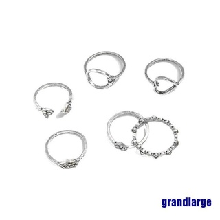Set de anillos de corazón a la moda 6 pzs anillos de dedo para nudillos/joyería para mujer (5)