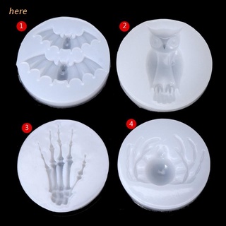 here Halloween Bat Owl Spider Skeleton Hand Silicone DIY Jewelry Cake Resin Mold Tool