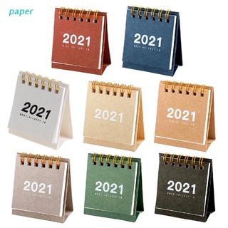 papel 2021 simple color sólido mini papel de escritorio simple calendario dual diario planificador de mesa planificador anual agenda organizador