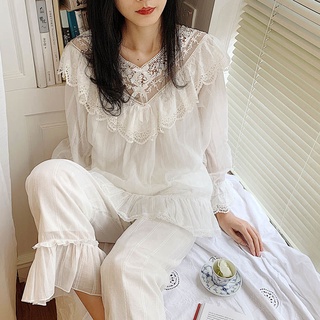 Mujer de manga larga palacio princesa pijamas traje