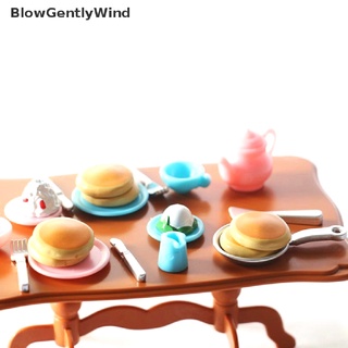blowgentlywind 1:12 casa de muñecas miniatura comida pan postre tetera taza desayuno cocina juguete conjunto bgw