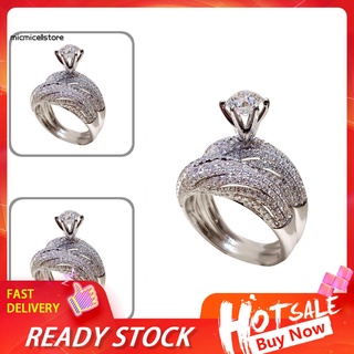 Mic anillo de dedo redondo para mujer con diamantes de imitación para mujer joyería regalos