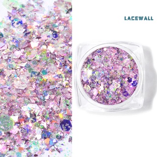 lacewall 1 tarro de uñas de purpurina copos en forma de hexágono ultra-delgado anti-crack color mezclado lentejuelas uñas arte decoraciones copos para la belleza (5)