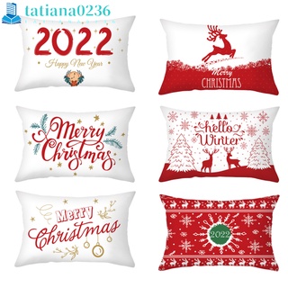tatiana0236 Peach Skin Pillow Case 2021 Christmas Printed Cushion Cover For Home Office Sofa Decoration