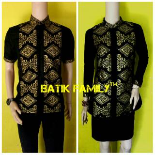 Pekalongan sarimbit oro negro prada exclusivo pareja moda Batik camisa