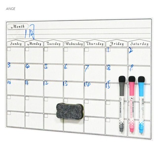 ange - calendario de borrado magnético en seco para nevera, 3 marcadores de punta fina y borrador grande con imanes, pizarra blanca mensual para refrigerador, pared: pizarra blanca, base de escritorio