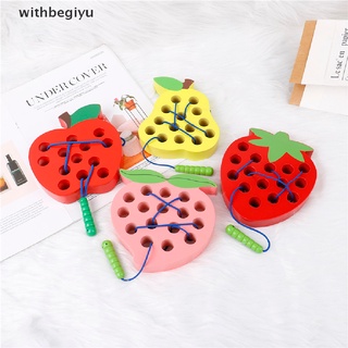 [withb] gusano comer fruta juguetes de madera niños montessori juguete educativo pera melocotón fresa.